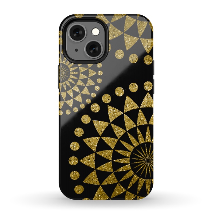 iPhone 13 mini StrongFit Golden Sparkle Mandala by Andrea Haase