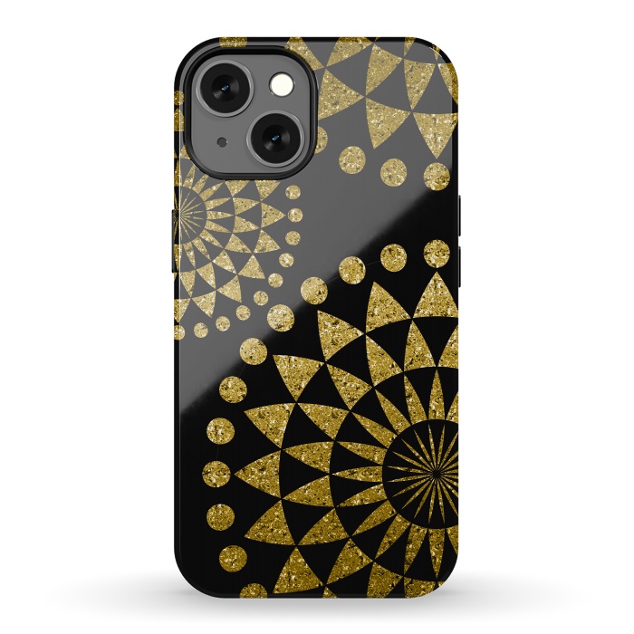 iPhone 13 StrongFit Golden Sparkle Mandala by Andrea Haase