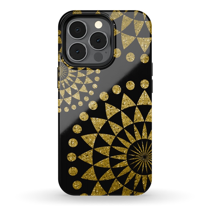 iPhone 13 pro StrongFit Golden Sparkle Mandala by Andrea Haase