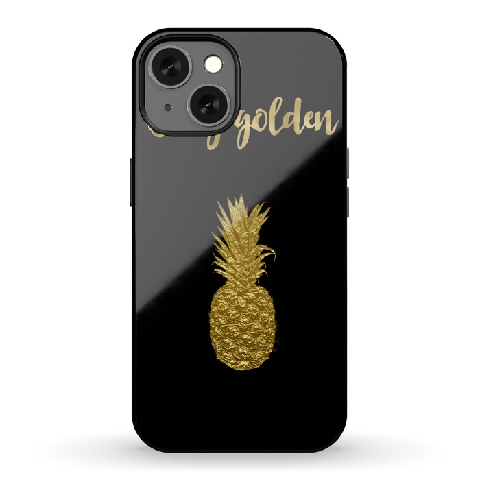 iPhone 13 StrongFit Stay Golden Precious Tropical Pineapple by Andrea Haase