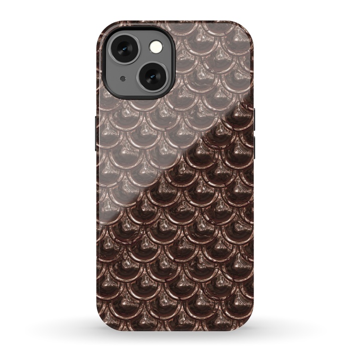iPhone 13 StrongFit Brown Copper Metal Scales by Andrea Haase