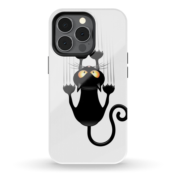 iPhone 13 pro StrongFit Fun Cat Cartoon Scratching Wall by BluedarkArt