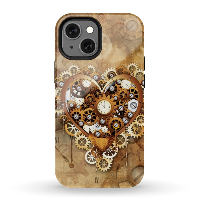 iPhone 13 mini StrongFit Heart Steampunk Love Machine by BluedarkArt