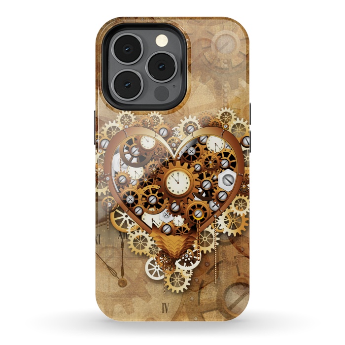 iPhone 13 pro StrongFit Heart Steampunk Love Machine by BluedarkArt