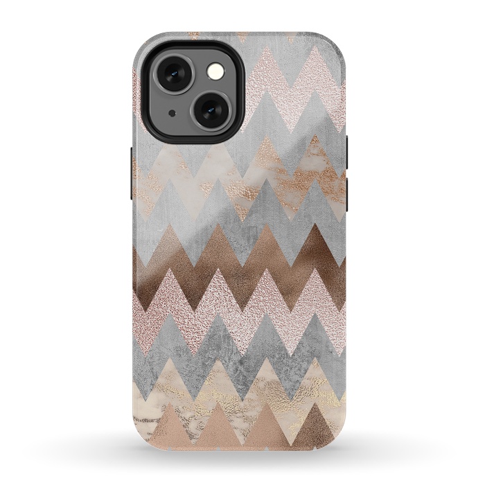 iPhone 13 mini StrongFit Rose Gold Marble Chevron by  Utart