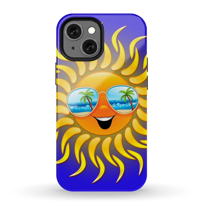 iPhone 13 mini StrongFit Summer Sun Cartoon with Sunglasses by BluedarkArt