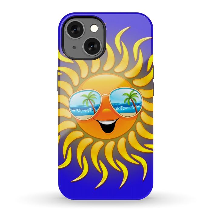 iPhone 13 StrongFit Summer Sun Cartoon with Sunglasses by BluedarkArt