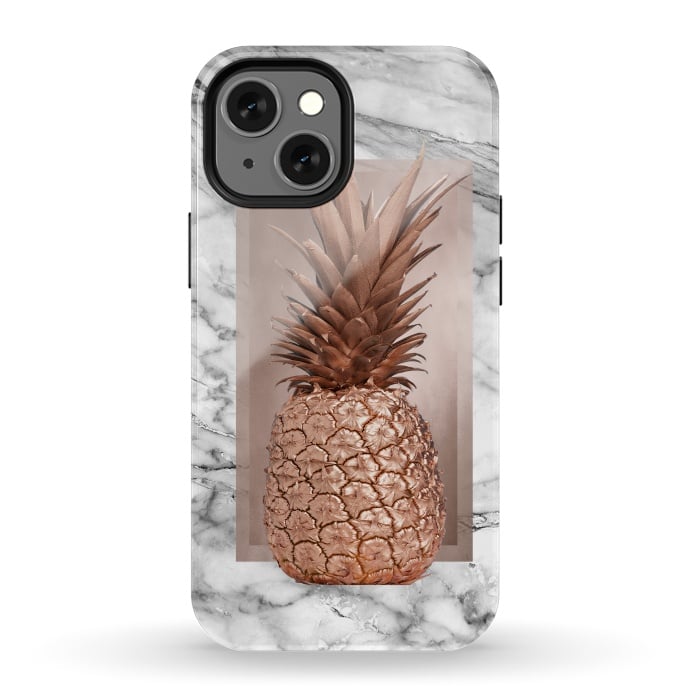 iPhone 13 mini StrongFit Copper Pineapple on Gray Marble  by  Utart