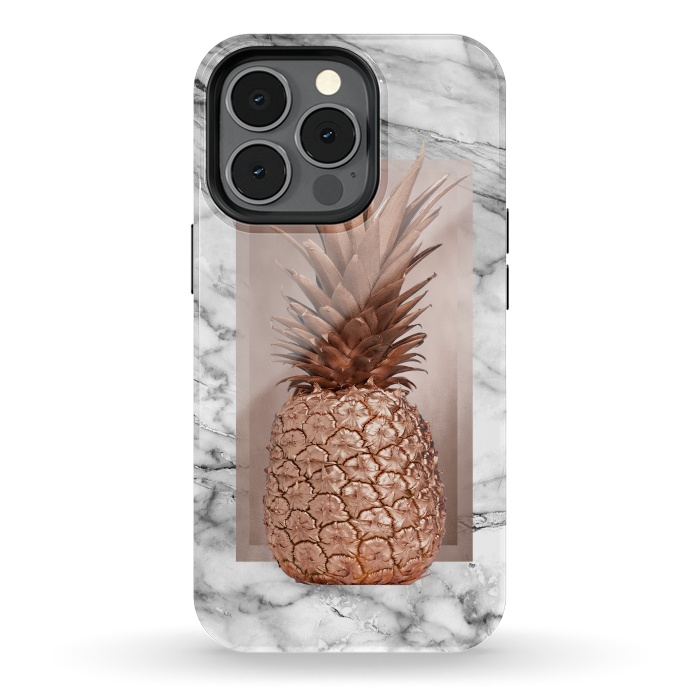 iPhone 13 pro StrongFit Copper Pineapple on Gray Marble  by  Utart