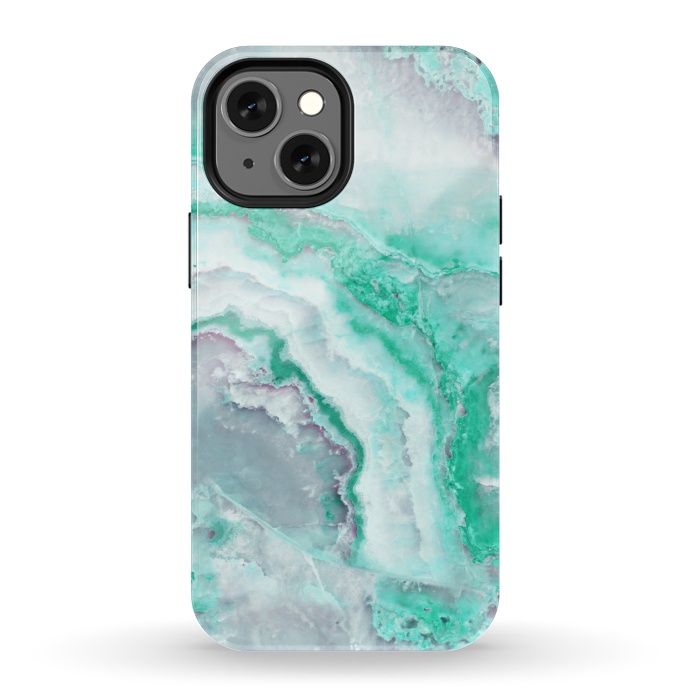 iPhone 13 mini StrongFit Mint Green Veined Agate by  Utart