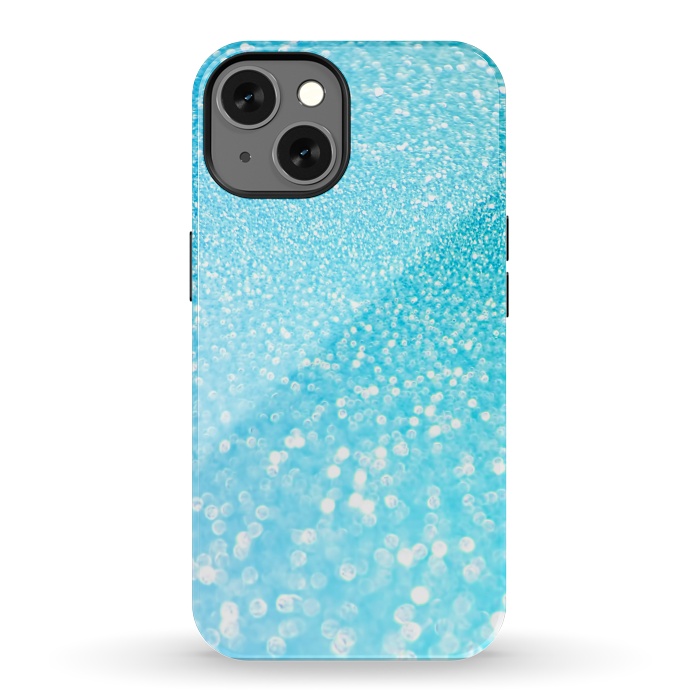 iPhone 13 StrongFit Sky Blue Faux Glitter by  Utart