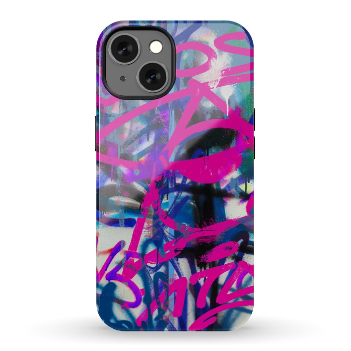iPhone 13 StrongFit Grafitti Writing Pink Blue by Andrea Haase