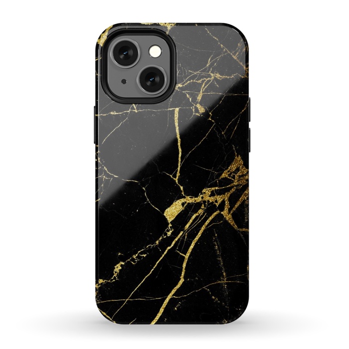 iPhone 13 mini StrongFit  Black-Gold Marble Impress by ''CVogiatzi.