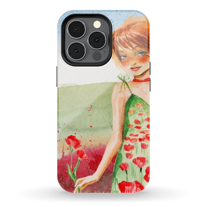 iPhone 13 pro StrongFit Summer Girl in Poppy field by  Utart