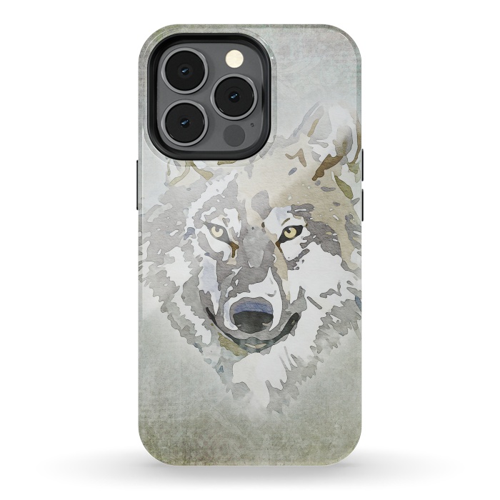 iPhone 13 pro StrongFit Wolf Head Watercolor Art 2 by Andrea Haase