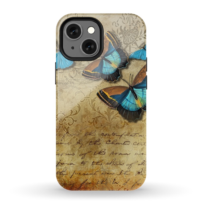 iPhone 13 mini StrongFit Blue Butterfly Vintage Collage by Andrea Haase