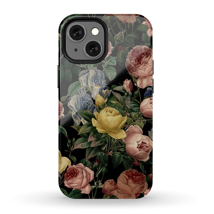 iPhone 13 mini StrongFit Victorian Vintage Roses on Black by  Utart