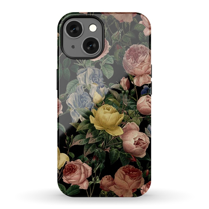 iPhone 13 StrongFit Victorian Vintage Roses on Black by  Utart