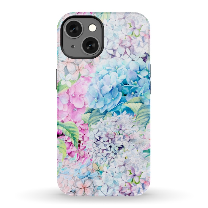 iPhone 13 StrongFit Pastel Spring hydrangea Pattern by  Utart