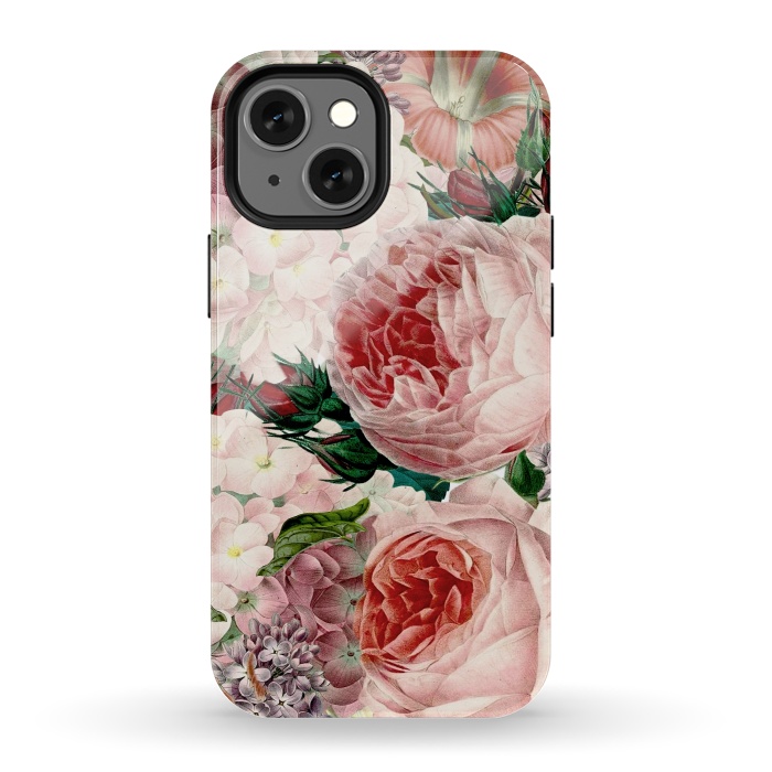 iPhone 13 mini StrongFit Roses and Hydrangea Pattern by  Utart