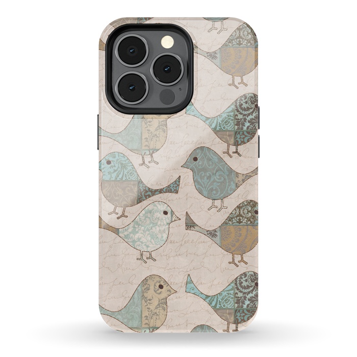 iPhone 13 pro StrongFit Cute Patchwork Birds by Andrea Haase