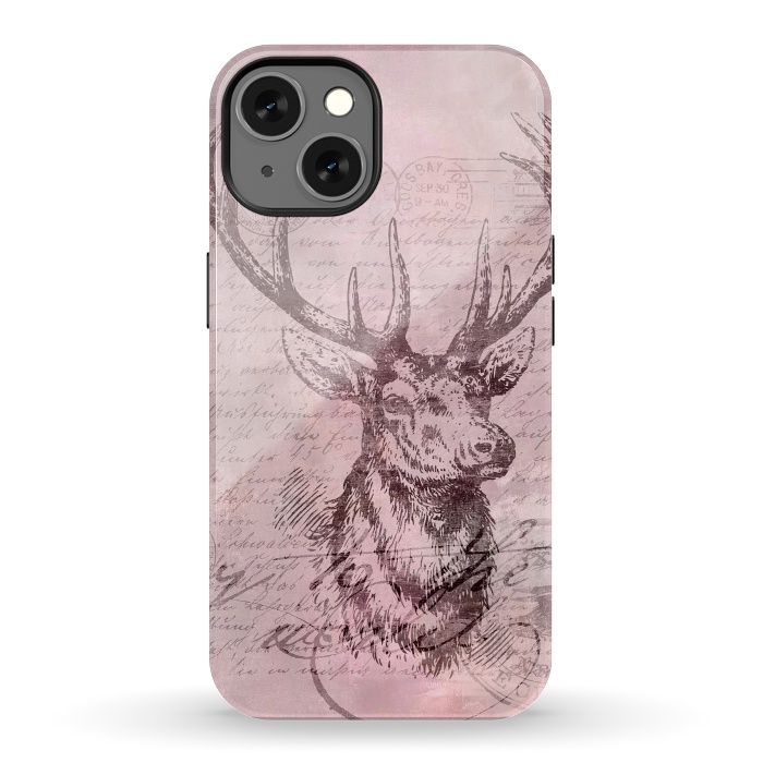 iPhone 13 StrongFit Vintage Deer Pastel Pink by Andrea Haase