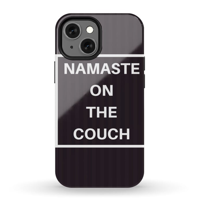 iPhone 13 mini StrongFit namaste on the couch by MALLIKA