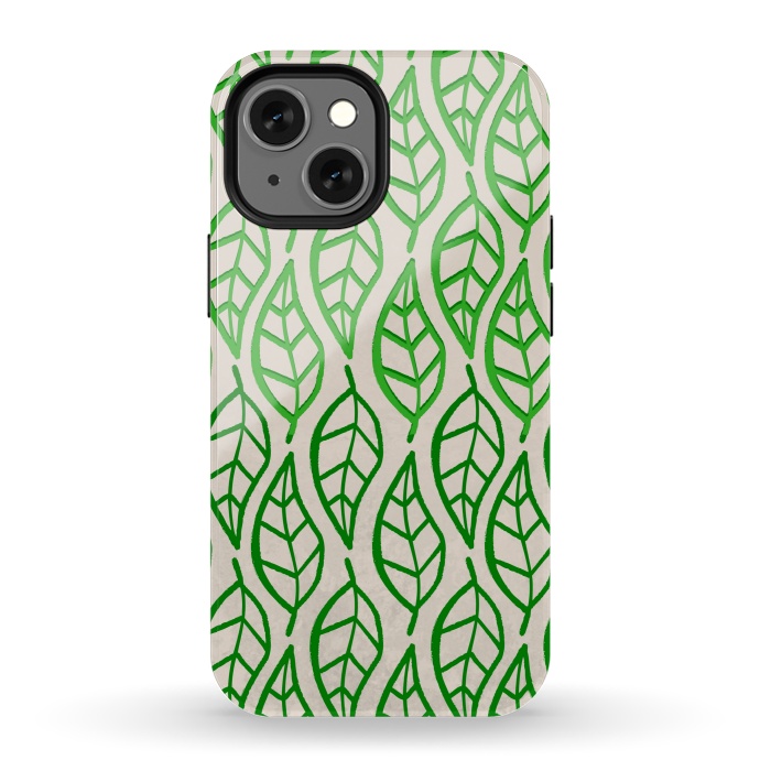 iPhone 13 mini StrongFit leaf pattern green by MALLIKA