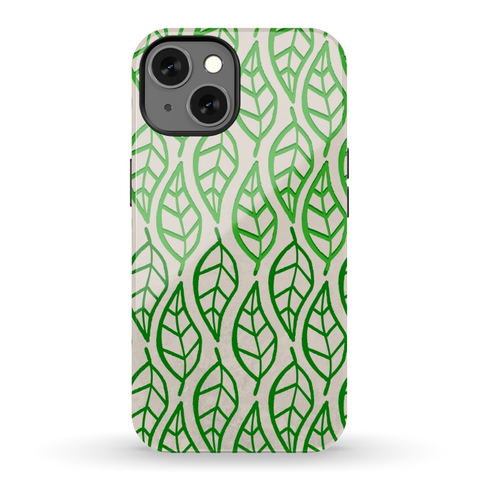 iPhone 13 StrongFit leaf pattern green by MALLIKA