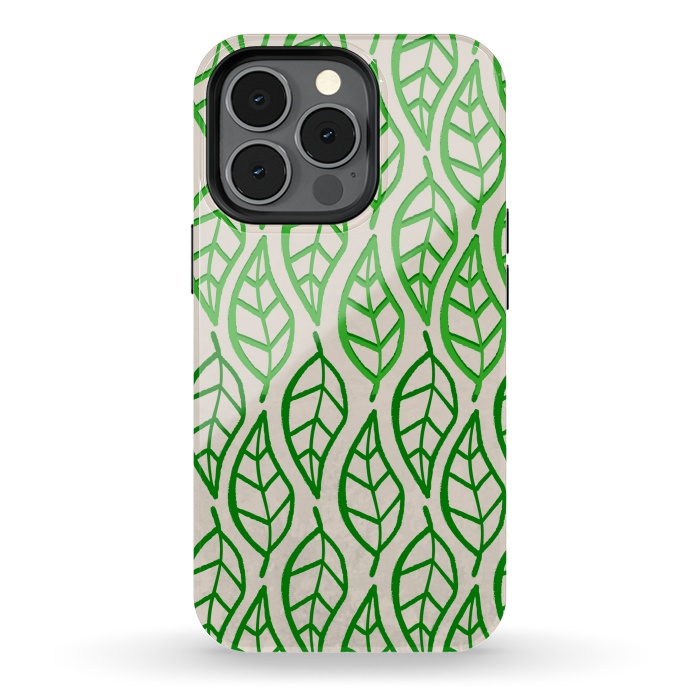 iPhone 13 pro StrongFit leaf pattern green by MALLIKA