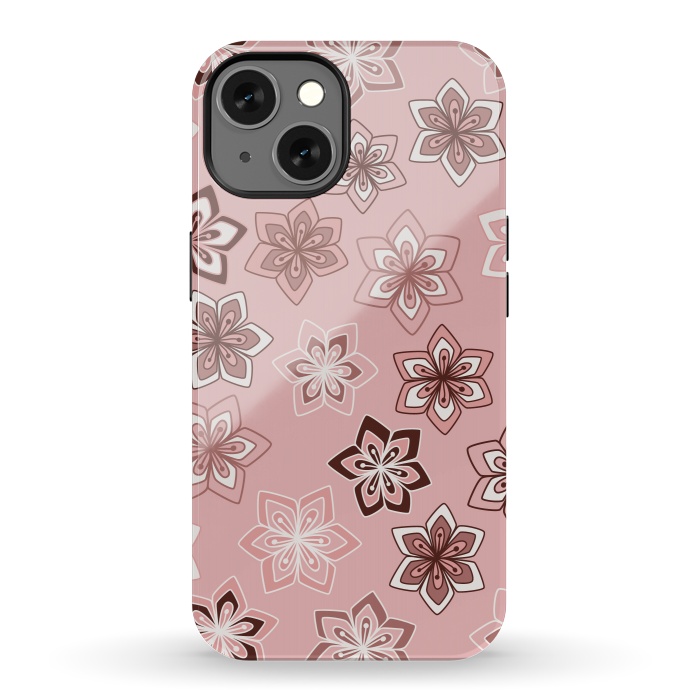iPhone 13 StrongFit Diamond flowers on pink by Paula Ohreen