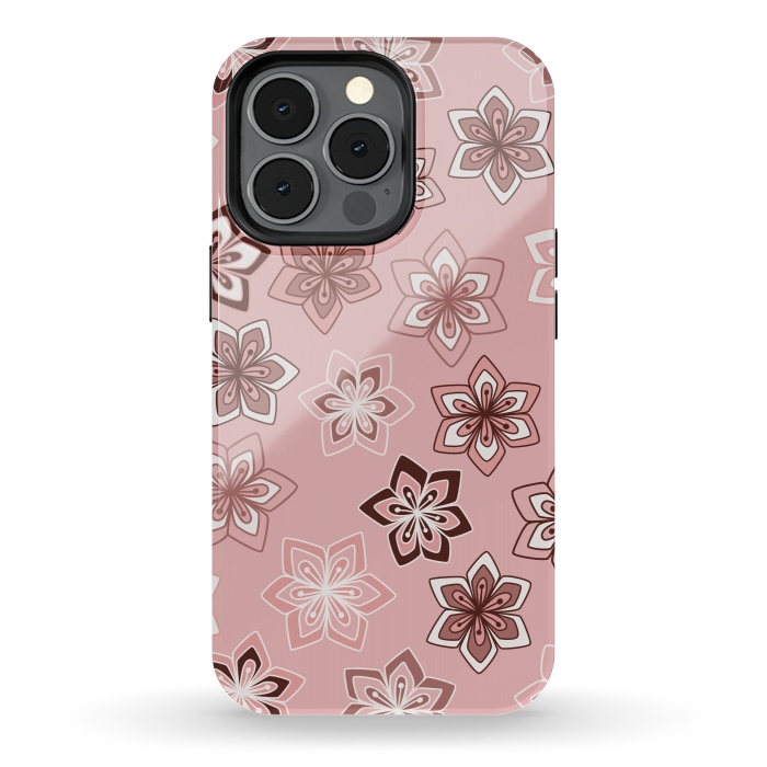 iPhone 13 pro StrongFit Diamond flowers on pink by Paula Ohreen