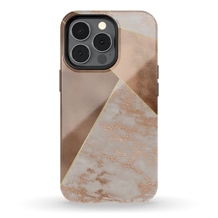 iPhone 13 pro StrongFit Modern minimalistic Copper Marble Triangles  by  Utart
