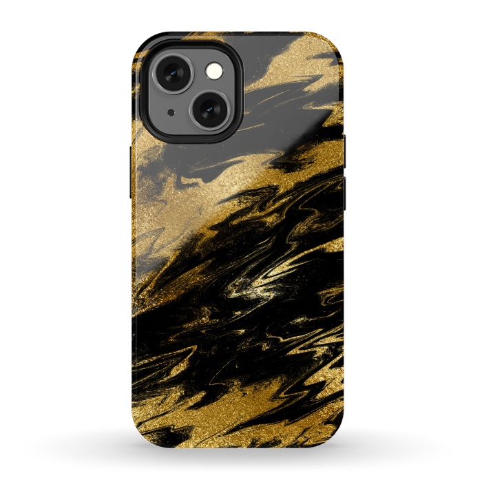 iPhone 13 mini StrongFit Black and Gold Marble by  Utart