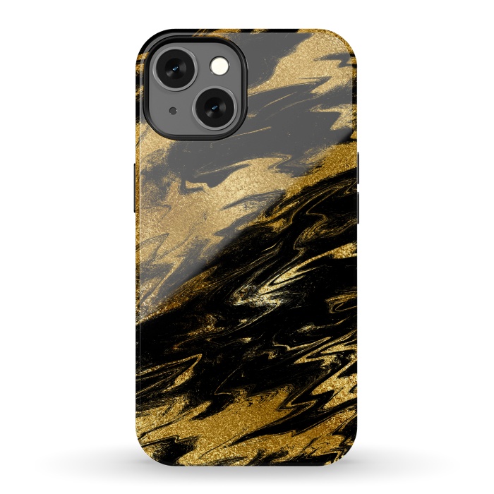 iPhone 13 StrongFit Black and Gold Marble by  Utart