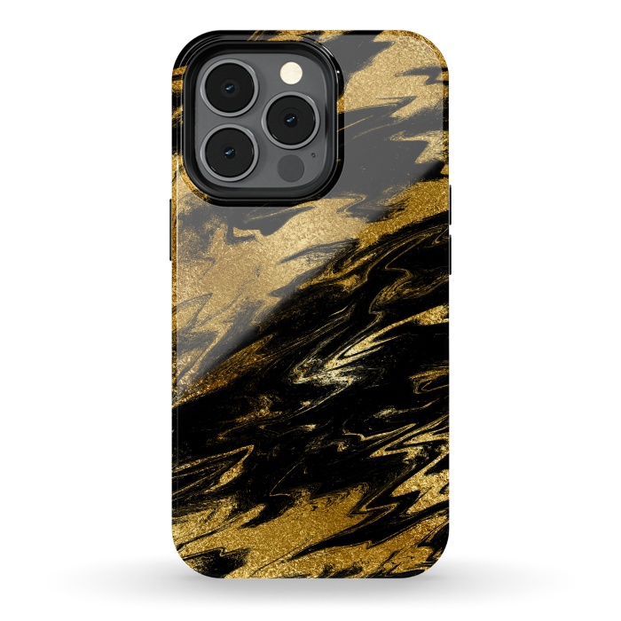 iPhone 13 pro StrongFit Black and Gold Marble by  Utart