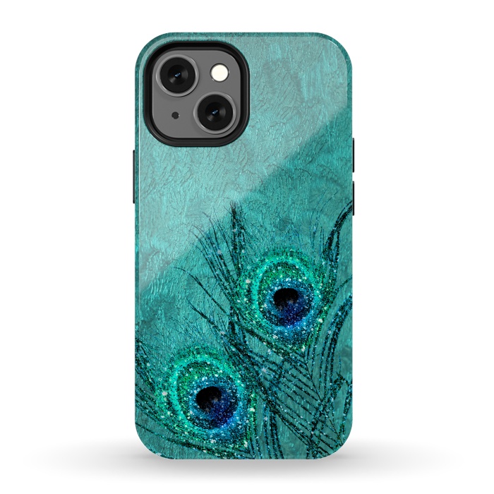 iPhone 13 mini StrongFit Peacock Sparkle Feathers by  Utart