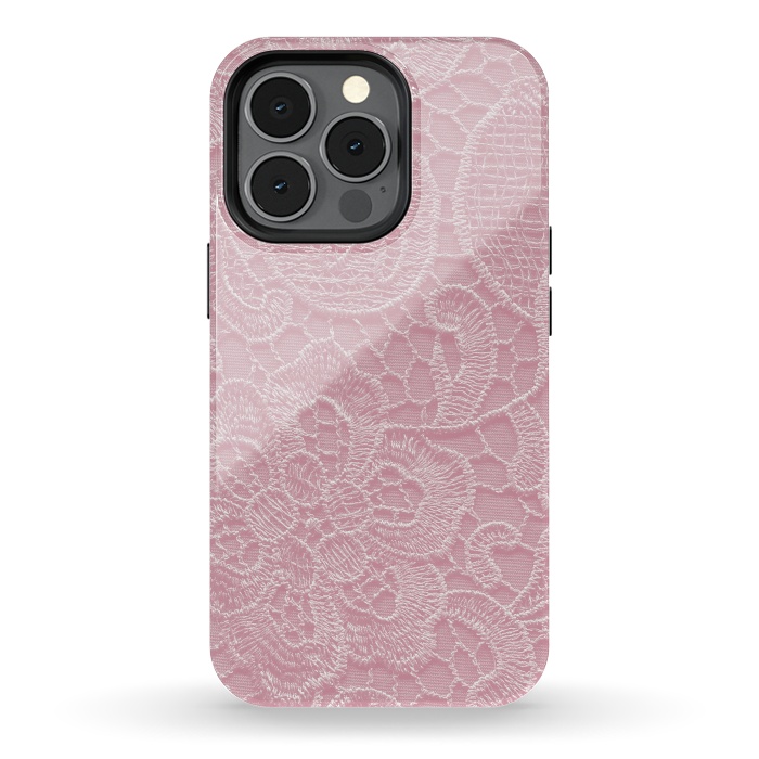 iPhone 13 pro StrongFit Pink Lace by Andrea Haase