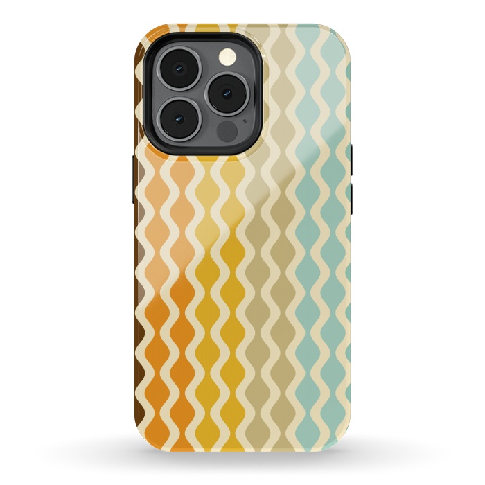 iPhone 13 pro StrongFit Falling Waves in Orange and Blue by Paula Ohreen