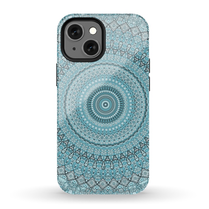 iPhone 13 mini StrongFit Teal Turquoise Mandala by Andrea Haase