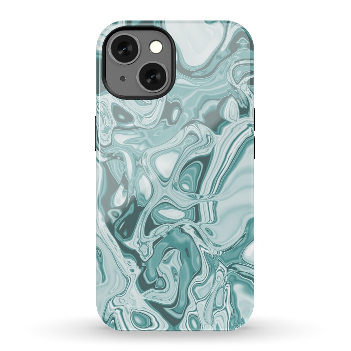 iPhone 13 StrongFit Faux Marble Teal Green 2 by Andrea Haase