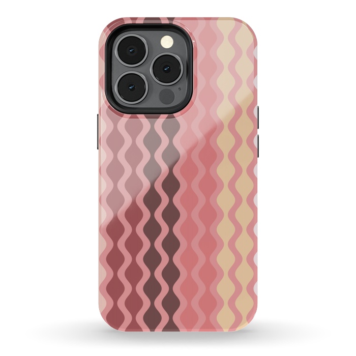 iPhone 13 pro StrongFit Falling Waves in Pink and Brown by Paula Ohreen