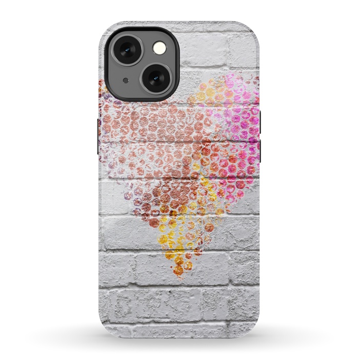 iPhone 13 StrongFit Spray Paint Heart On Brick Wall by Andrea Haase