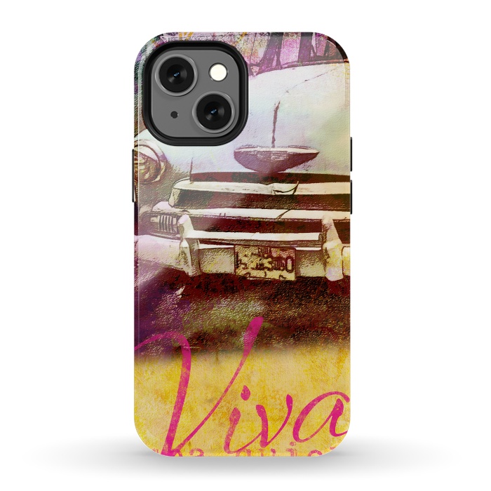 iPhone 13 mini StrongFit Viva Cuba Old Car Mixed Media Art by Andrea Haase