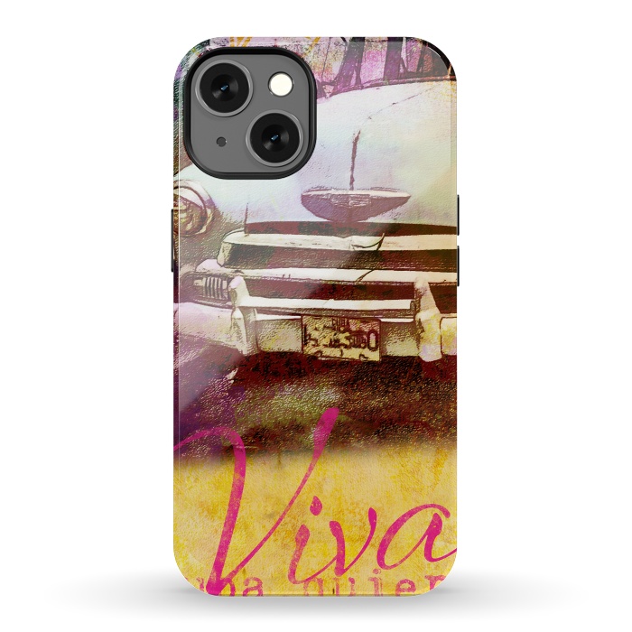 iPhone 13 StrongFit Viva Cuba Old Car Mixed Media Art by Andrea Haase
