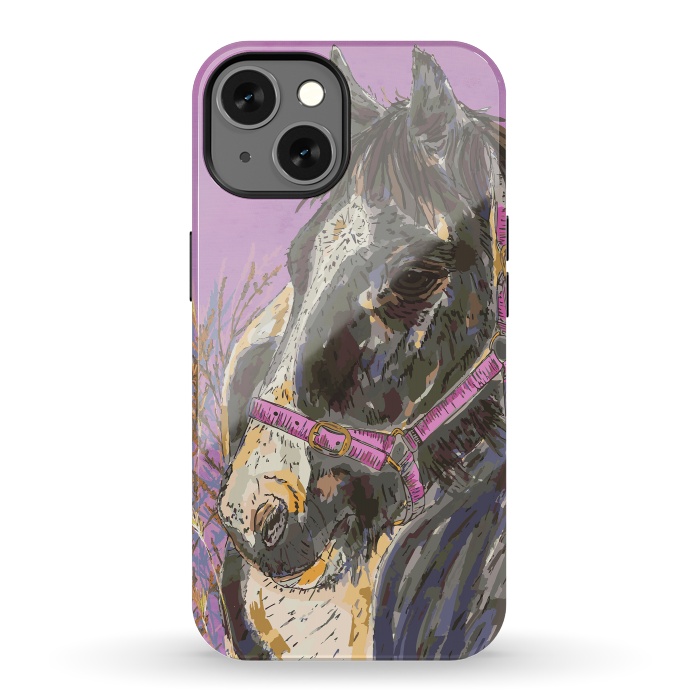 iPhone 13 StrongFit Black and White Horse by Lotti Brown