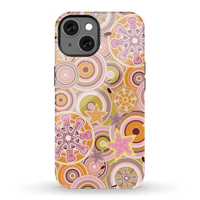 iPhone 13 StrongFit Glam Boho Rock in Pink and Orange by Paula Ohreen