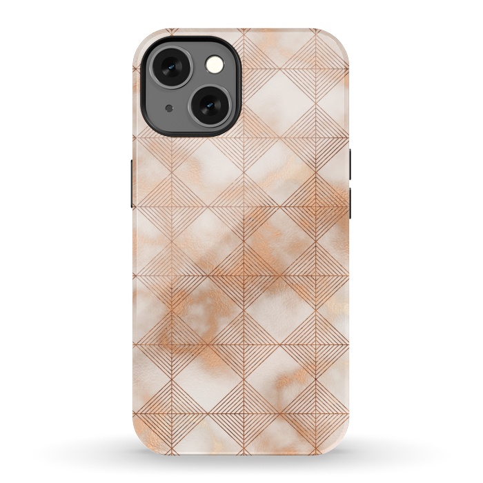 iPhone 13 StrongFit Abstract Minimalistic Rose Gold Marble Quadrangles  by  Utart