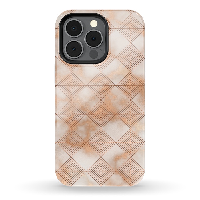iPhone 13 pro StrongFit Abstract Minimalistic Rose Gold Marble Quadrangles  by  Utart