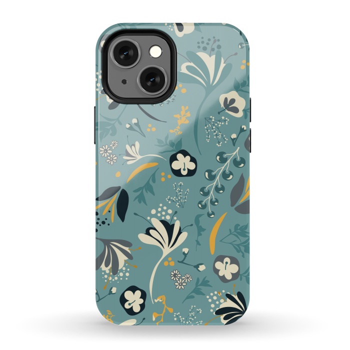 iPhone 13 mini StrongFit Beautiful BC Bloom in Blue and Yellow by Paula Ohreen